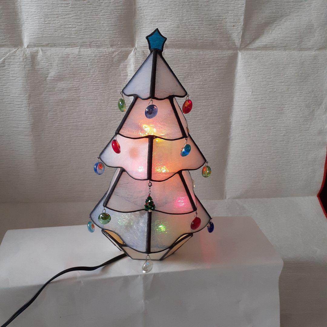 ステンドグラス　ホワイトクリスマスツリー　5段