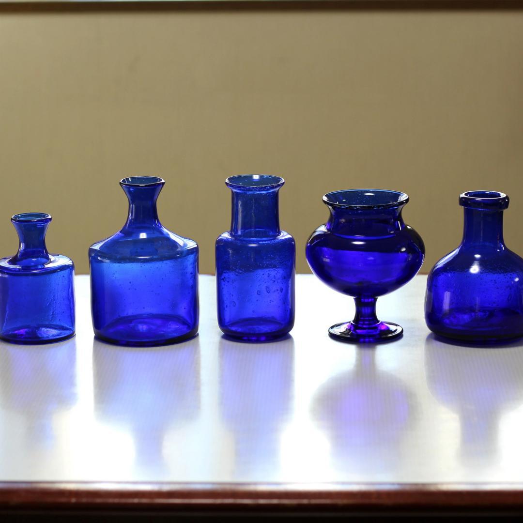 【サイン入り】エリックホグラン　Erik Hoglund　ブルーガラス 花器花瓶