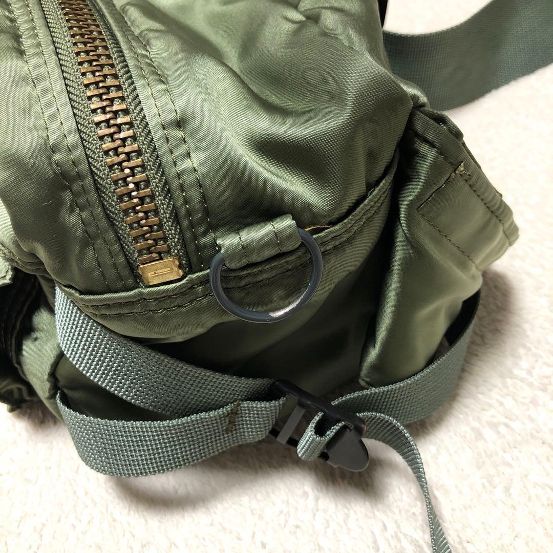 美品 PORTER ポーター タンカー ウエストバッグ セージグリーン カーキ