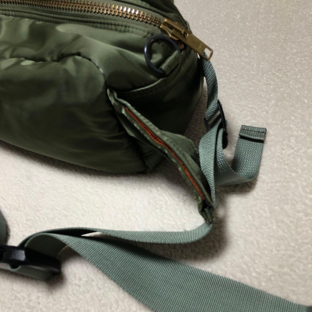 美品 PORTER ポーター タンカー ウエストバッグ セージグリーン カーキ