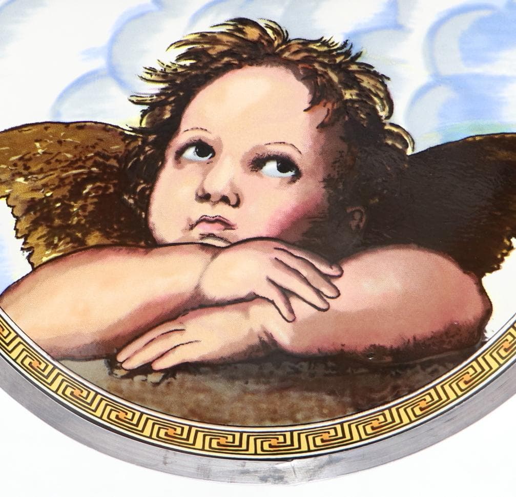 システィーナの聖母の天使 ヴィンテージ ステンドグラス ラファエロ・サンティ