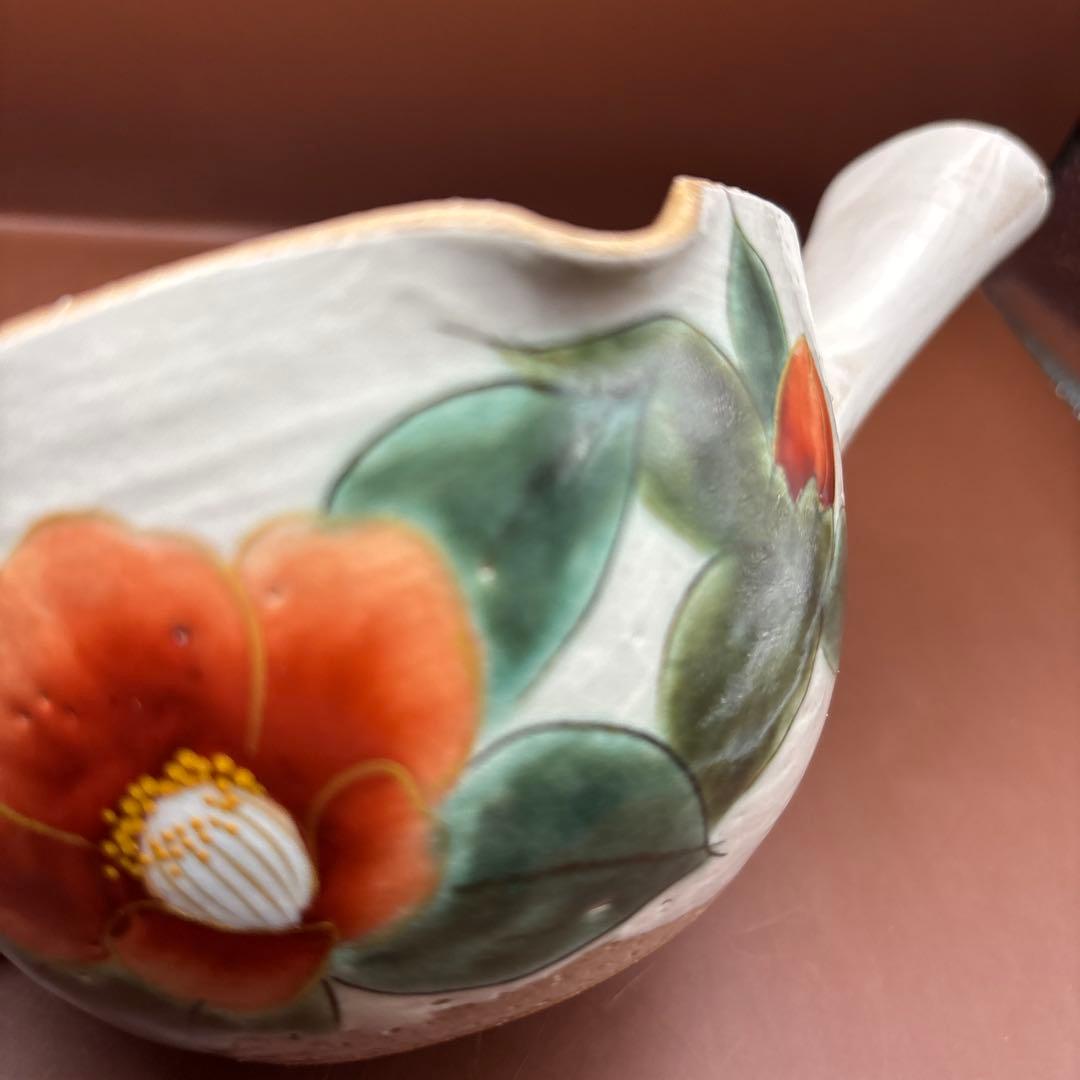 京焼　清水焼　陶あん　急須　茶器　色絵　赤椿