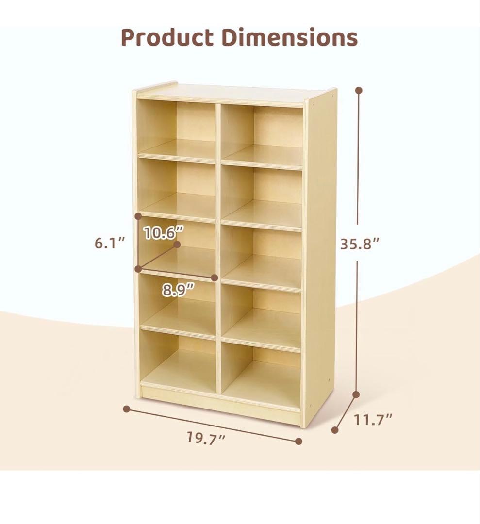 本棚 5段 十区画 モンテッソーリ収納棚 大容量 幅60 高さ91 奥行30cm