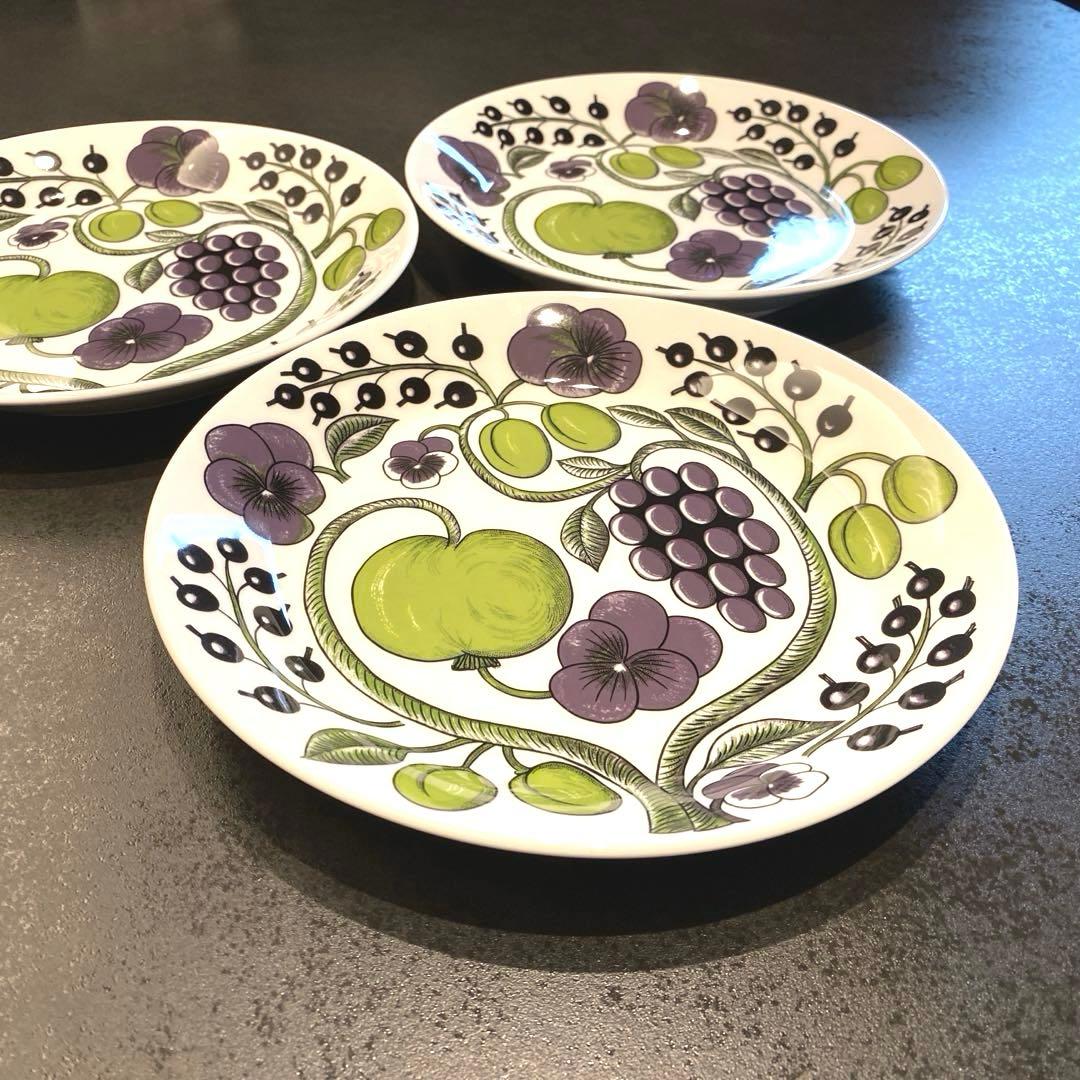 ARABIA アラビア パープル パラティッシプレート21 cm 3枚セット♪