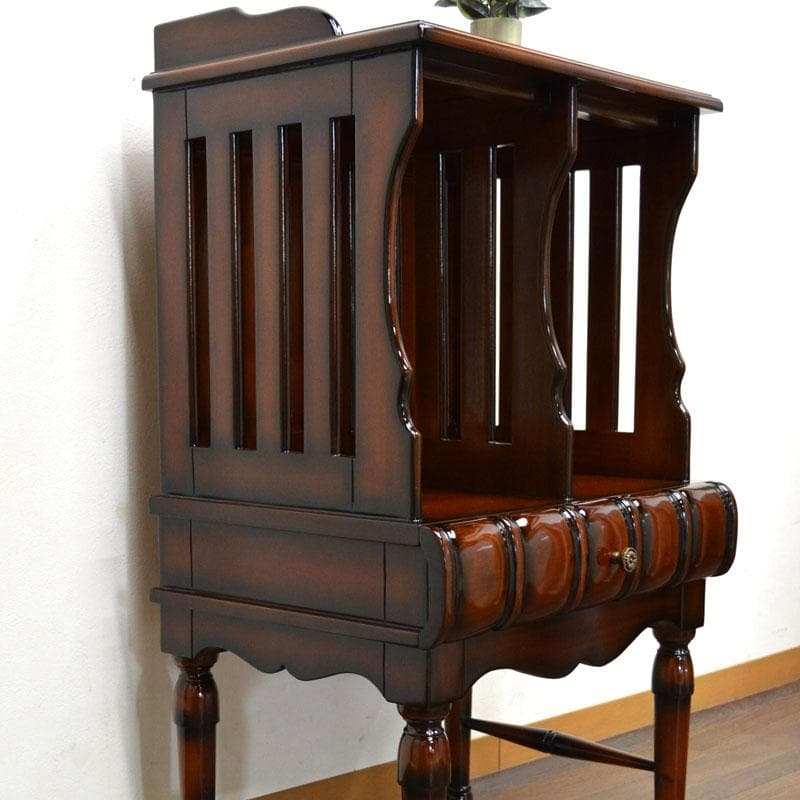 マホガニー ベッドサイドテーブル ミニ本棚 完成品 ナイトテーブル アンティーク