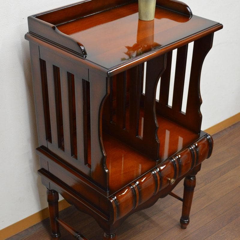 マホガニー ベッドサイドテーブル ミニ本棚 完成品 ナイトテーブル アンティーク