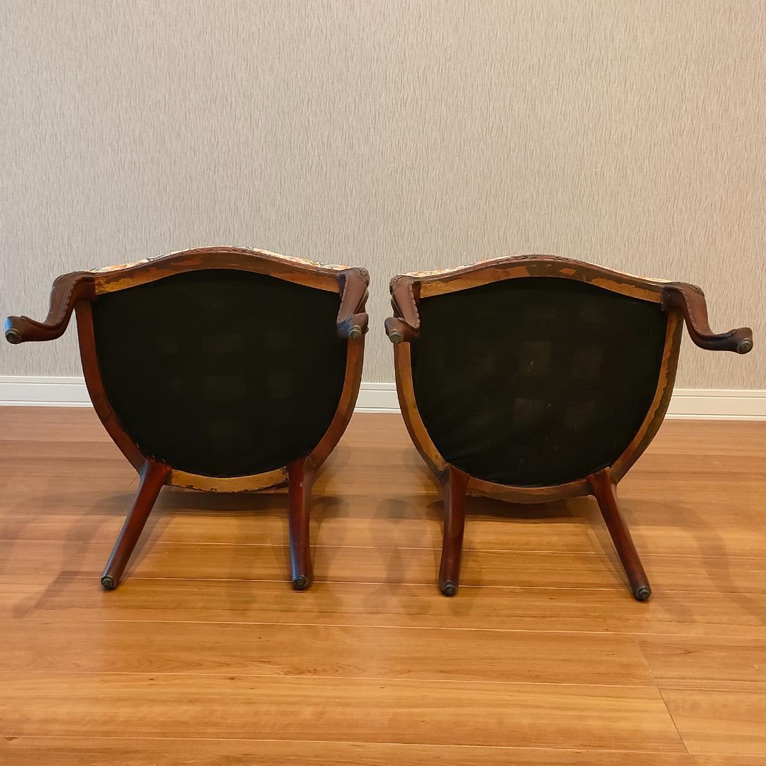 アンティークチェア　猫脚　ロココ様式　ダイニングチェア　2脚セット