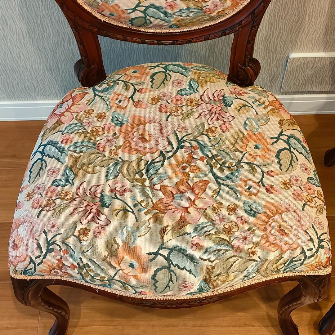 アンティークチェア　猫脚　ロココ様式　ダイニングチェア　2脚セット