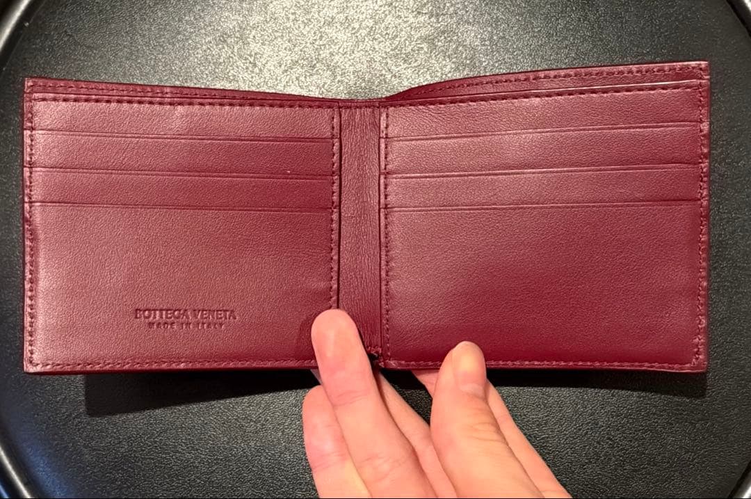 ボッテガヴェネタ カセット 二つ折り財布 バーガンディ