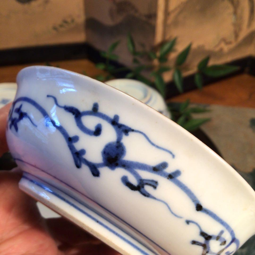 A745 古伊万里　極上　大聖寺伊万里　金蘭手　見込牡丹窓絵鳳凰紋様　5枚