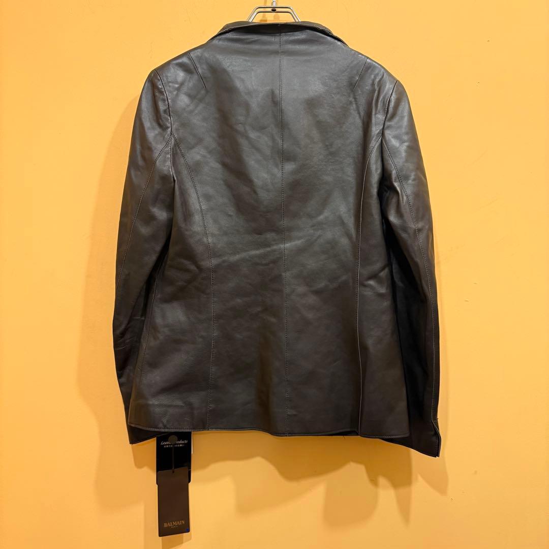 新品未使用 バルマン レザー テーラードジャケット 羊革 ダークブラウン 11