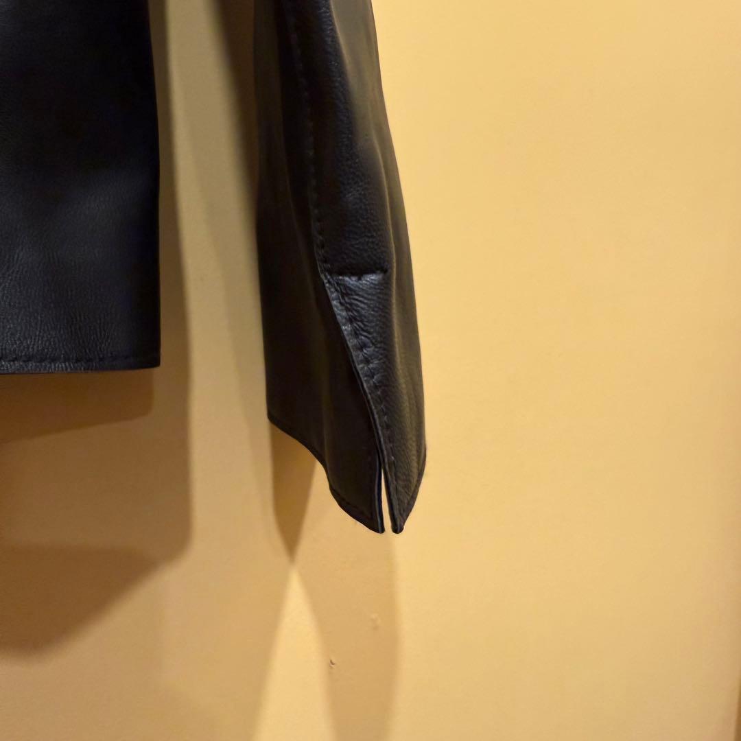 新品未使用 バルマン レザー テーラードジャケット 羊革 ダークブラウン 11