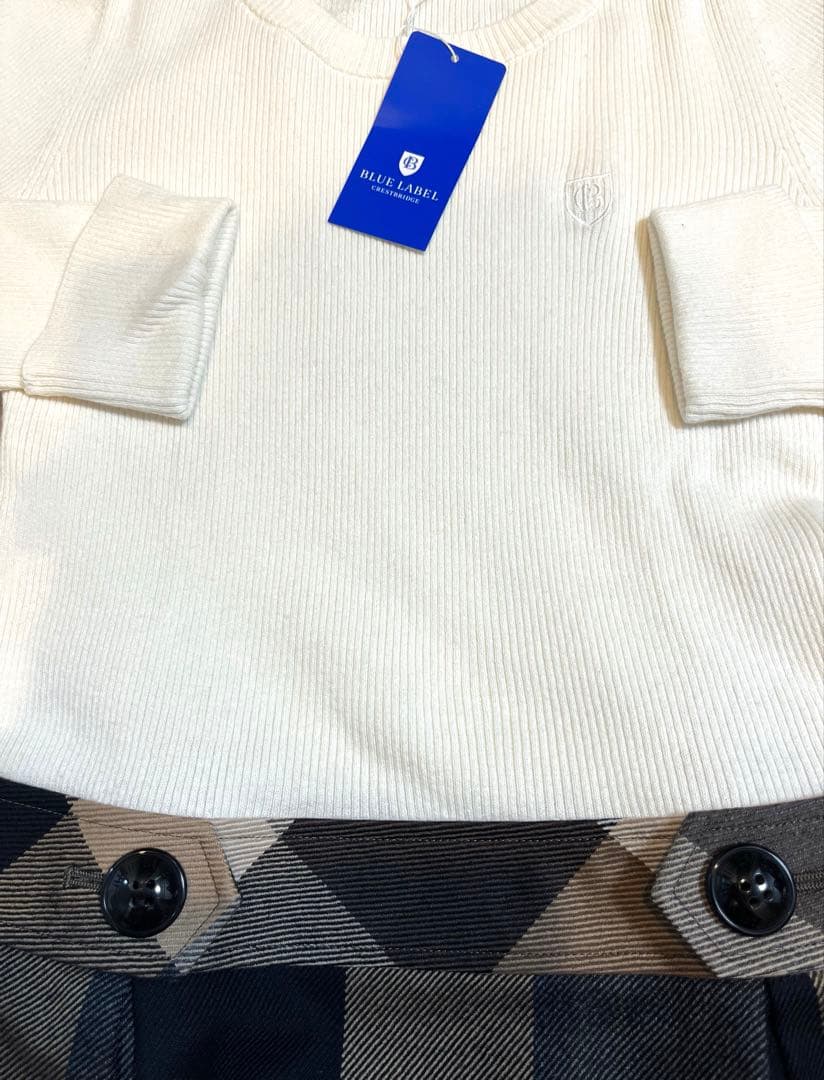 新品　タグ付き　ブルーレーベルクレストブリッジ　ニットワンピース　チェック　S
