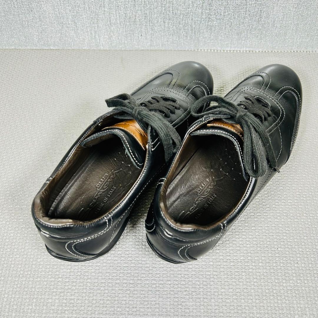 希少美品 Santoni サントーニ 高級レザースニーカー ブラック25.5ｃｍ