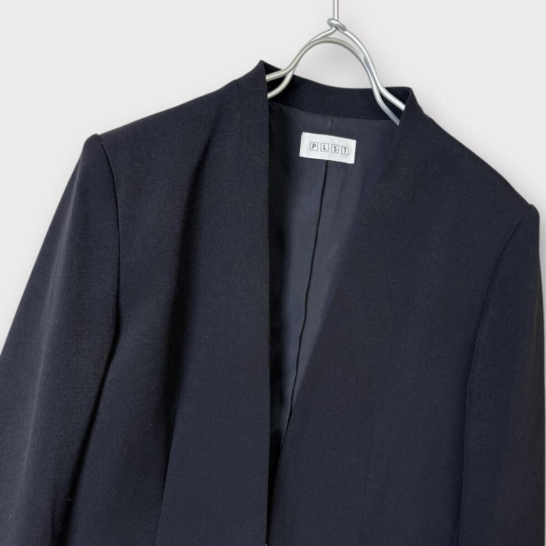 [美品] PLST セットアップ スーツ ノーカラー M ブラック フォーマル