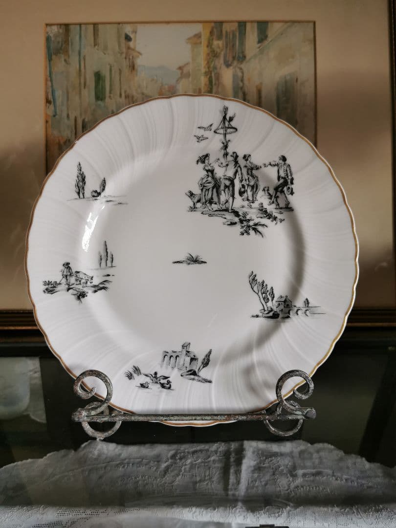 最終1枚☘ヴィンテージ リモージュ ベルナルド トワルドジュイ柄ウェーブφ25㎝