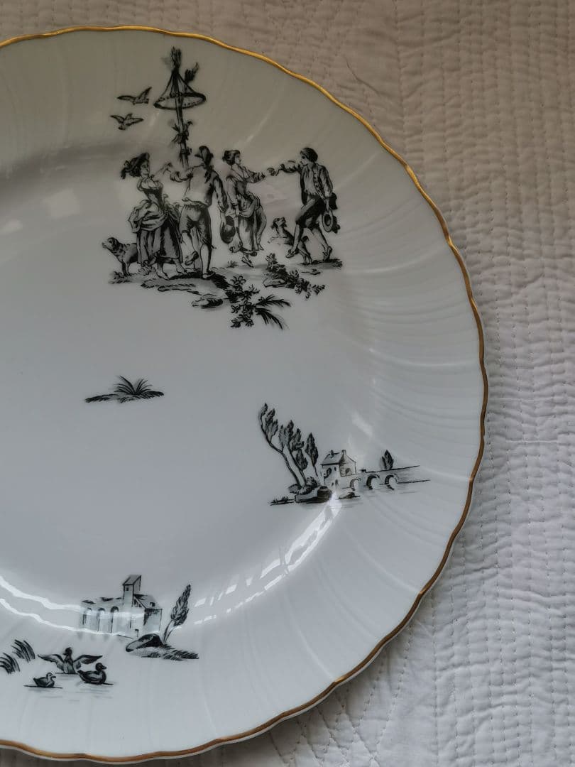 最終1枚☘ヴィンテージ リモージュ ベルナルド トワルドジュイ柄ウェーブφ25㎝