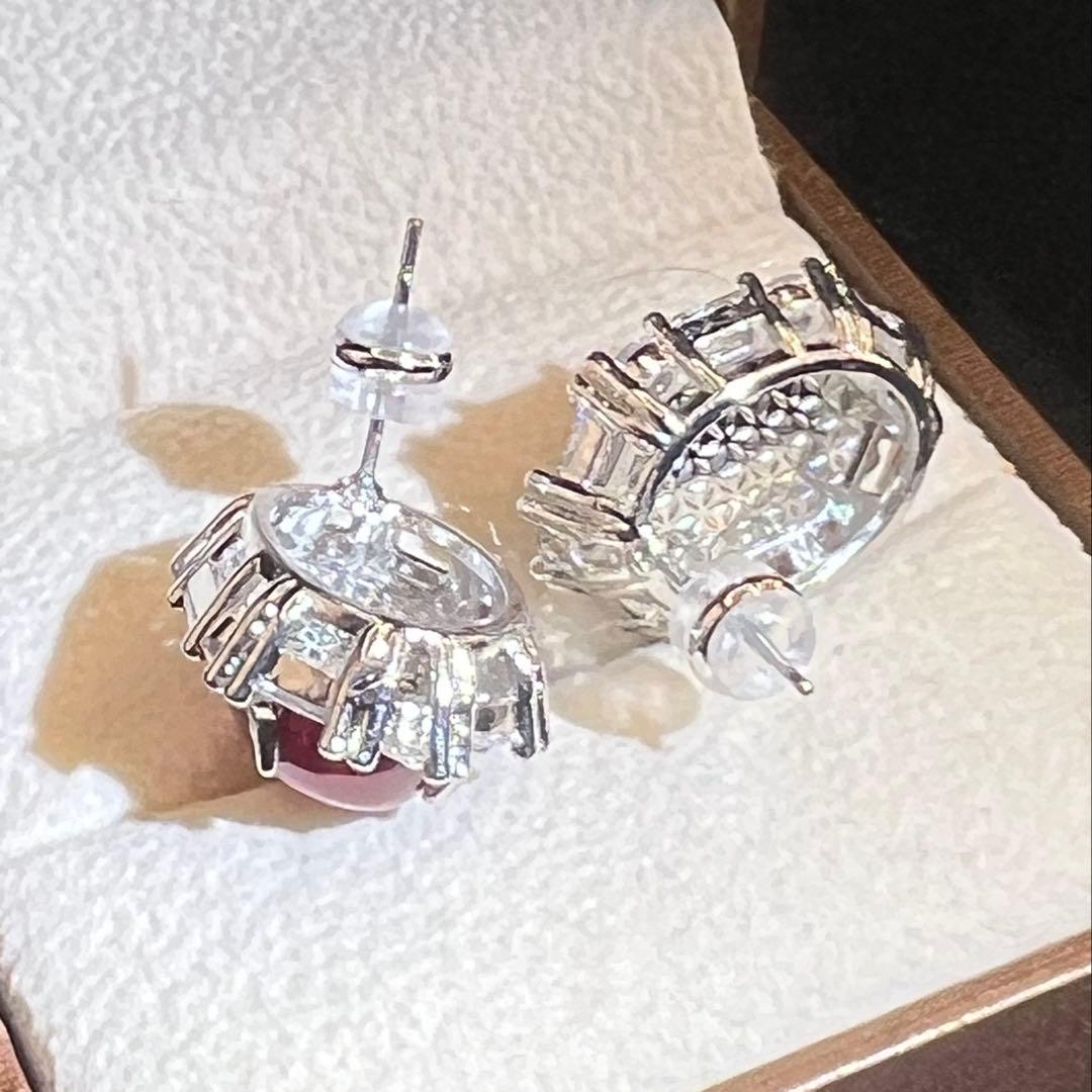 ミャンマー産大粒 七色のルビー3点セット海外鑑定書付ペンダント+リング+ピアス