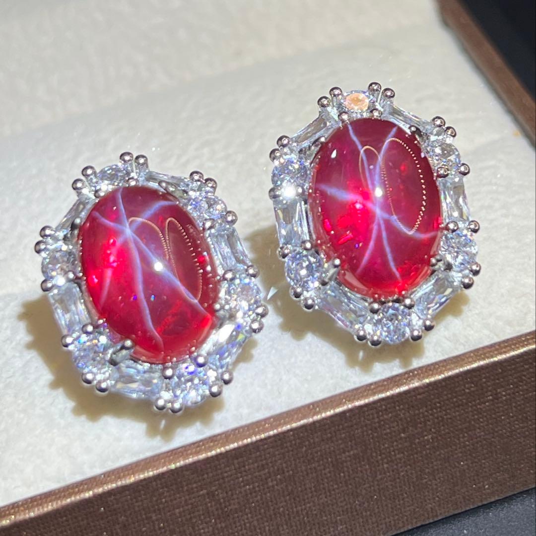 ミャンマー産大粒 七色のルビー3点セット海外鑑定書付ペンダント+リング+ピアス