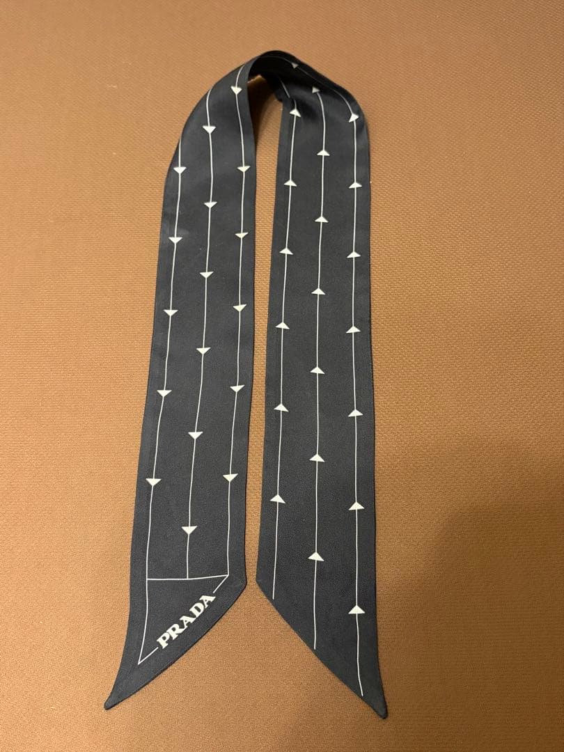 PRADA プラダ シルク100% リボンスカーフ ヘアバンド スカーフ