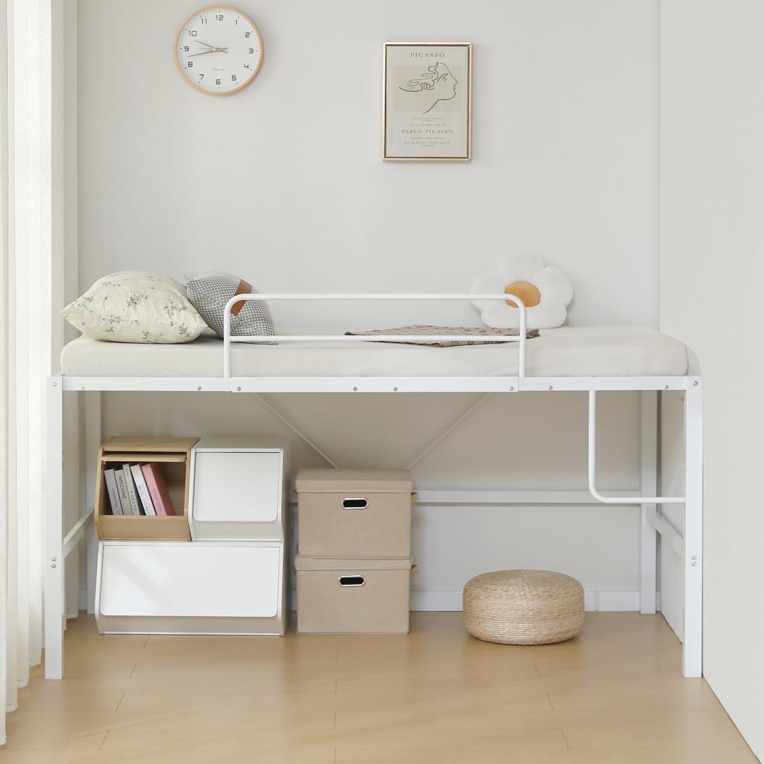 【高さ90cm】ロフトベッド パイプベッド 耐震 高さ調整可能　BLACK