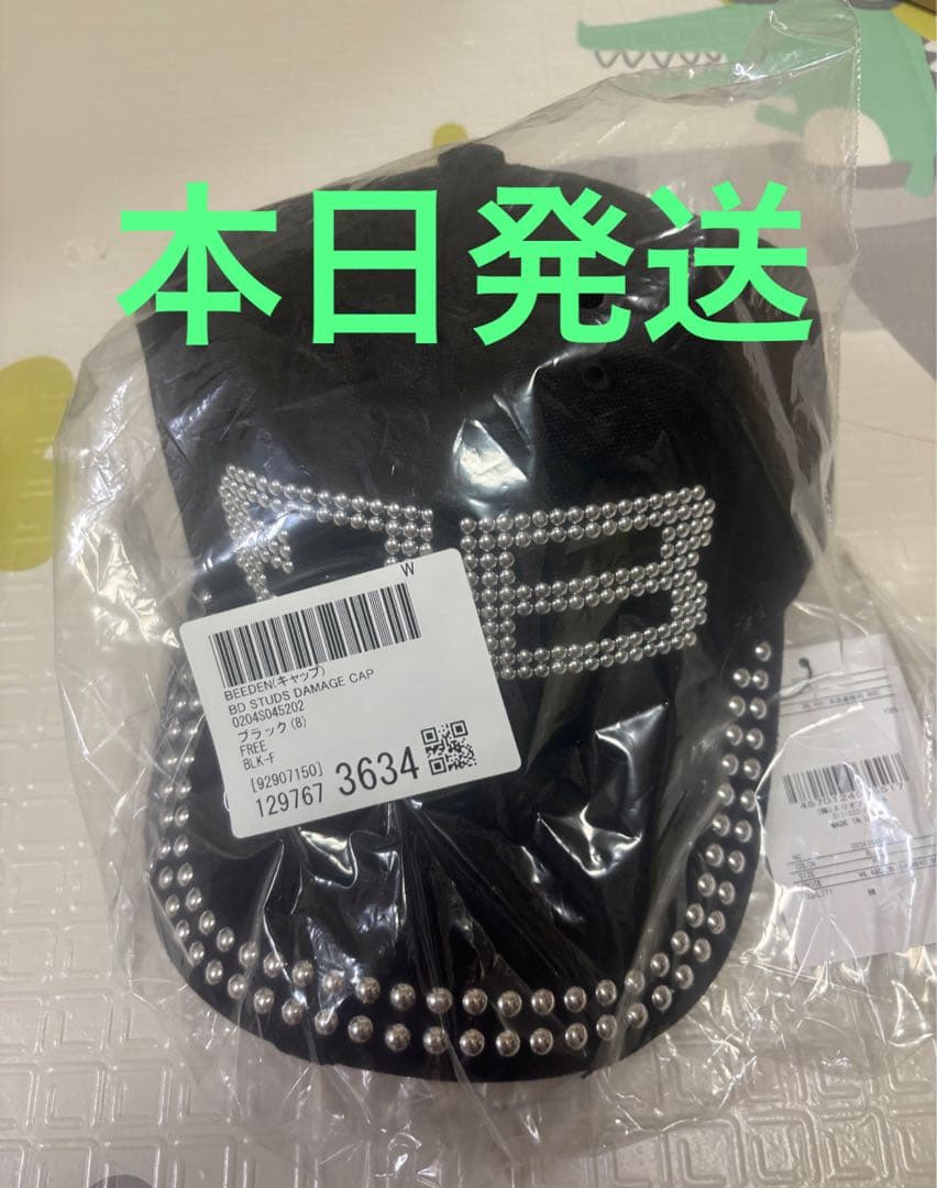 帽子 BEEDEN STUDS DAMAGE CAP BLACK