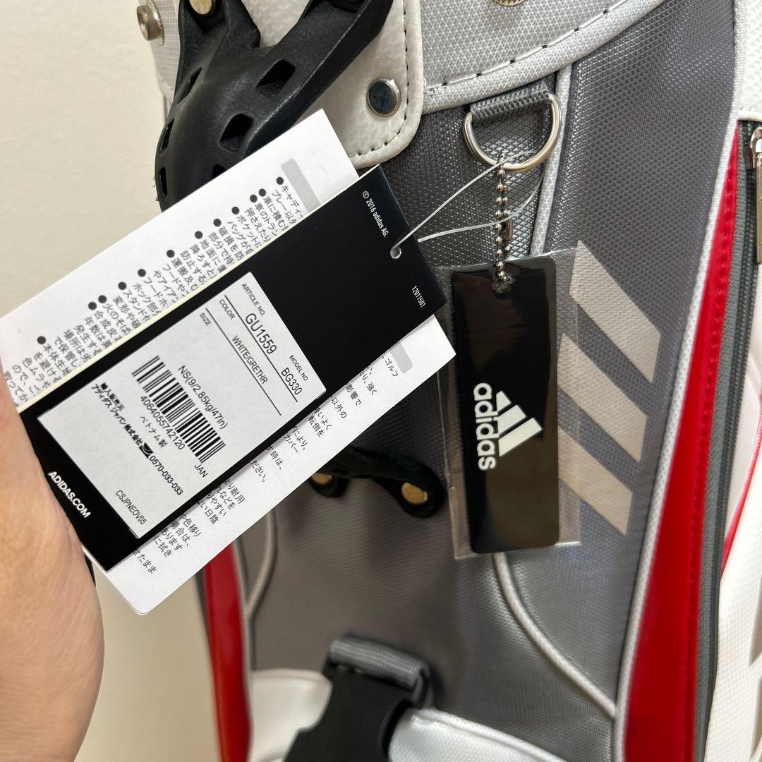 adidas キャディバッグ ホワイト/グレー/レッド