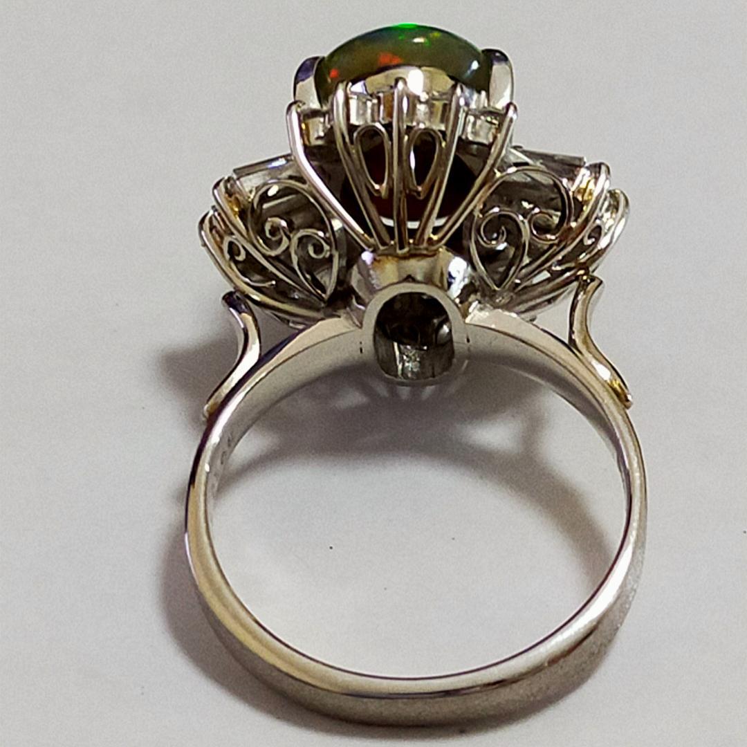 ブラックオパール　指輪　3.06ct　ダイヤ1.06ct　Pt900