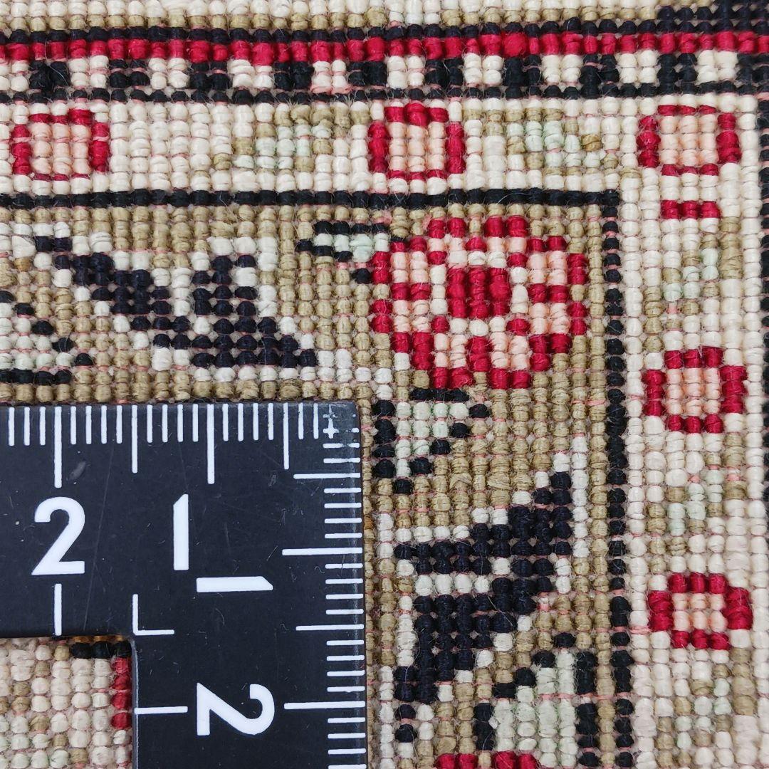 Y3354 高級ペルシャ絨毯 クム シルク100% 手織り メダリオン