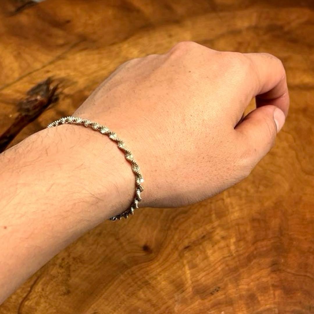 イタリア ヴィンテージ シルバー スパイラル チェーン ブレスレット925
