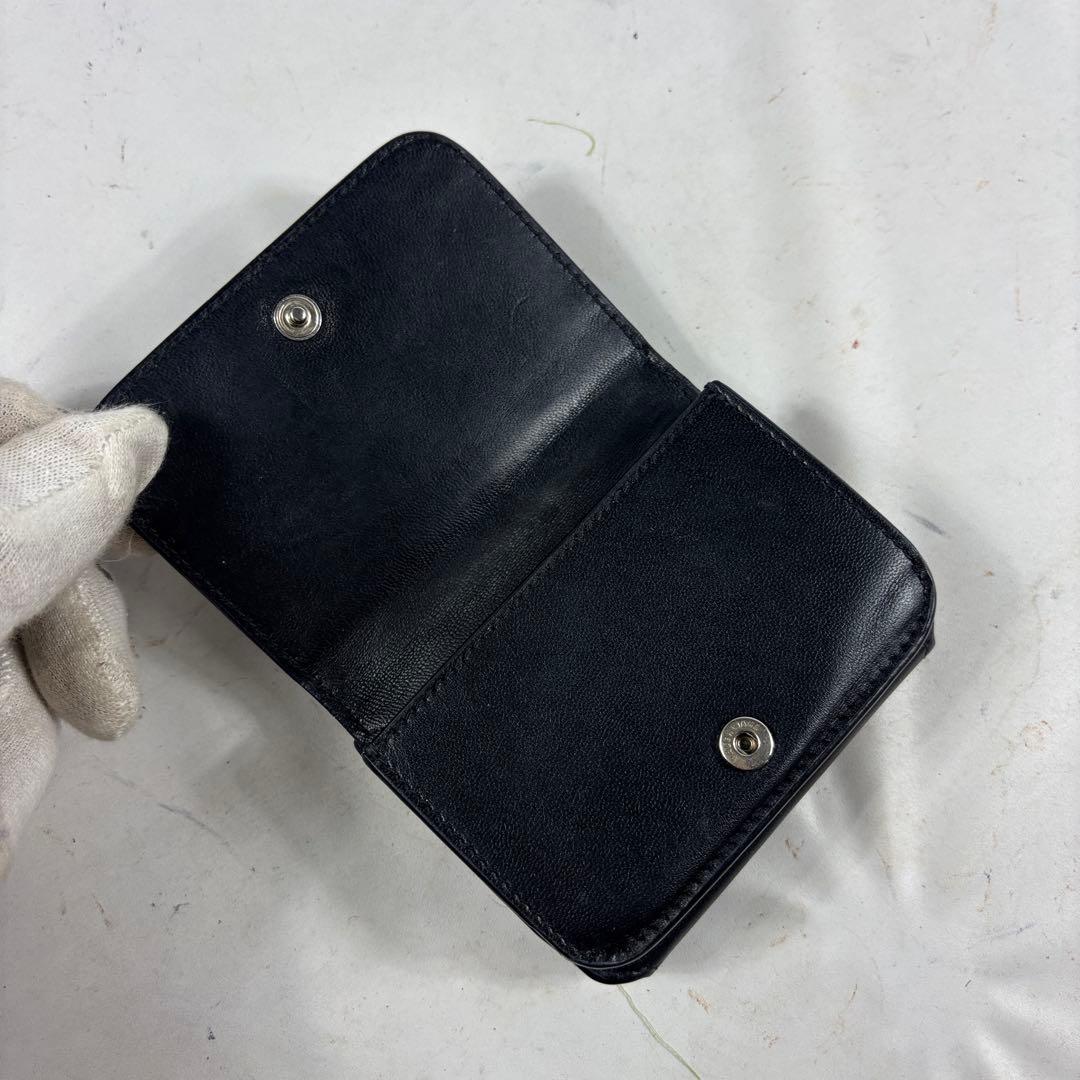 バレンシアガ 三つ折り財布 コンパクトウォレット レザー ロゴ ブラック
