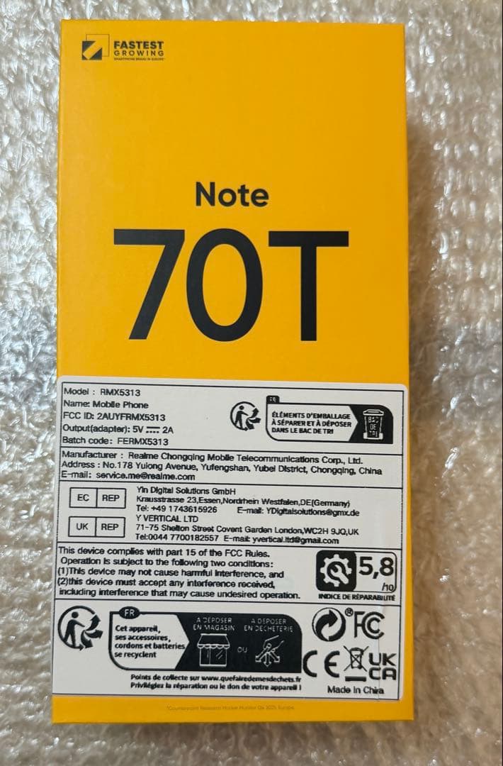 スマートフォン本体 realme Note 70T 4gb+64gb