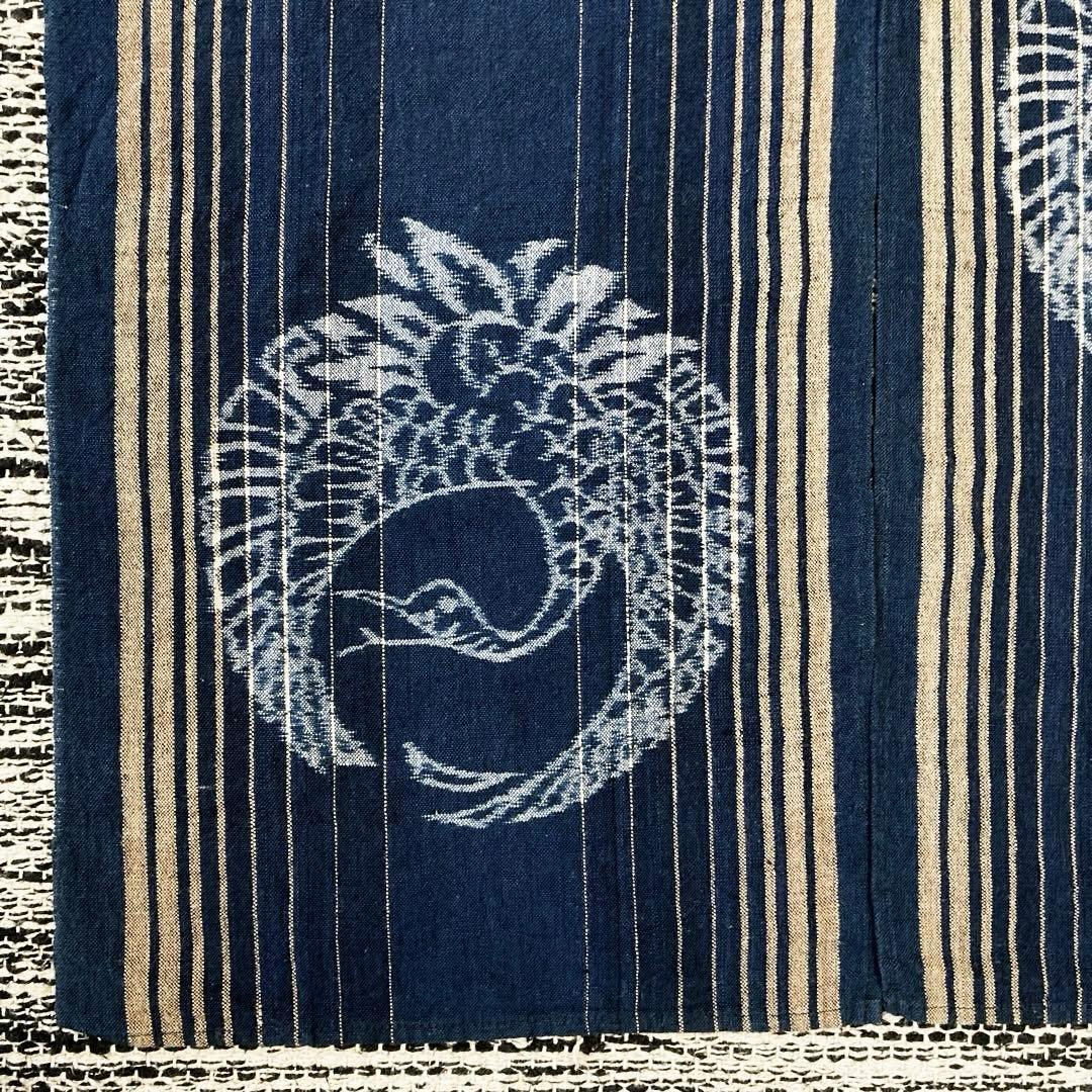◇最終価格　 ★希少　レトロな絣の暖簾　「弓浜絣」藍染　鶴