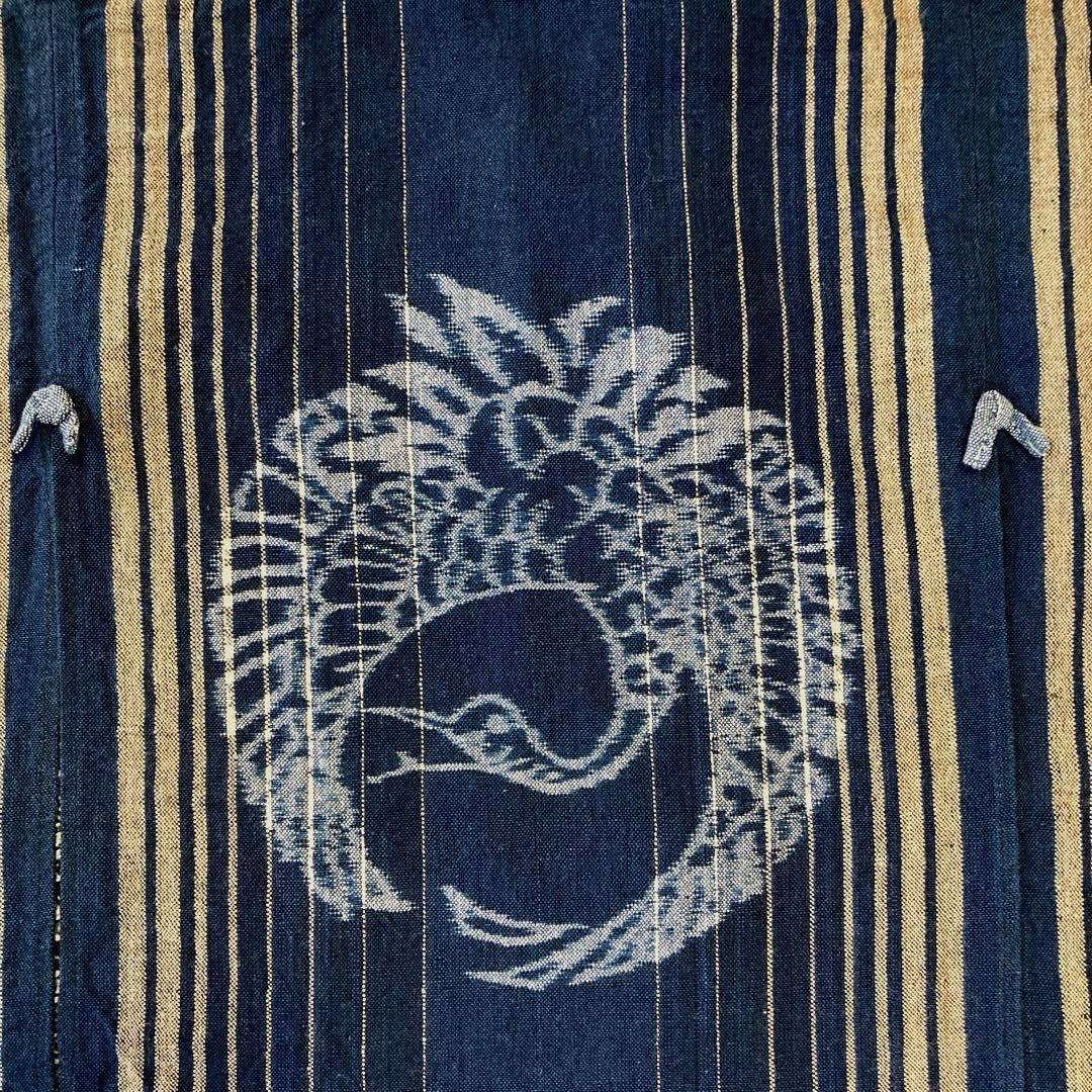 ◇最終価格　 ★希少　レトロな絣の暖簾　「弓浜絣」藍染　鶴