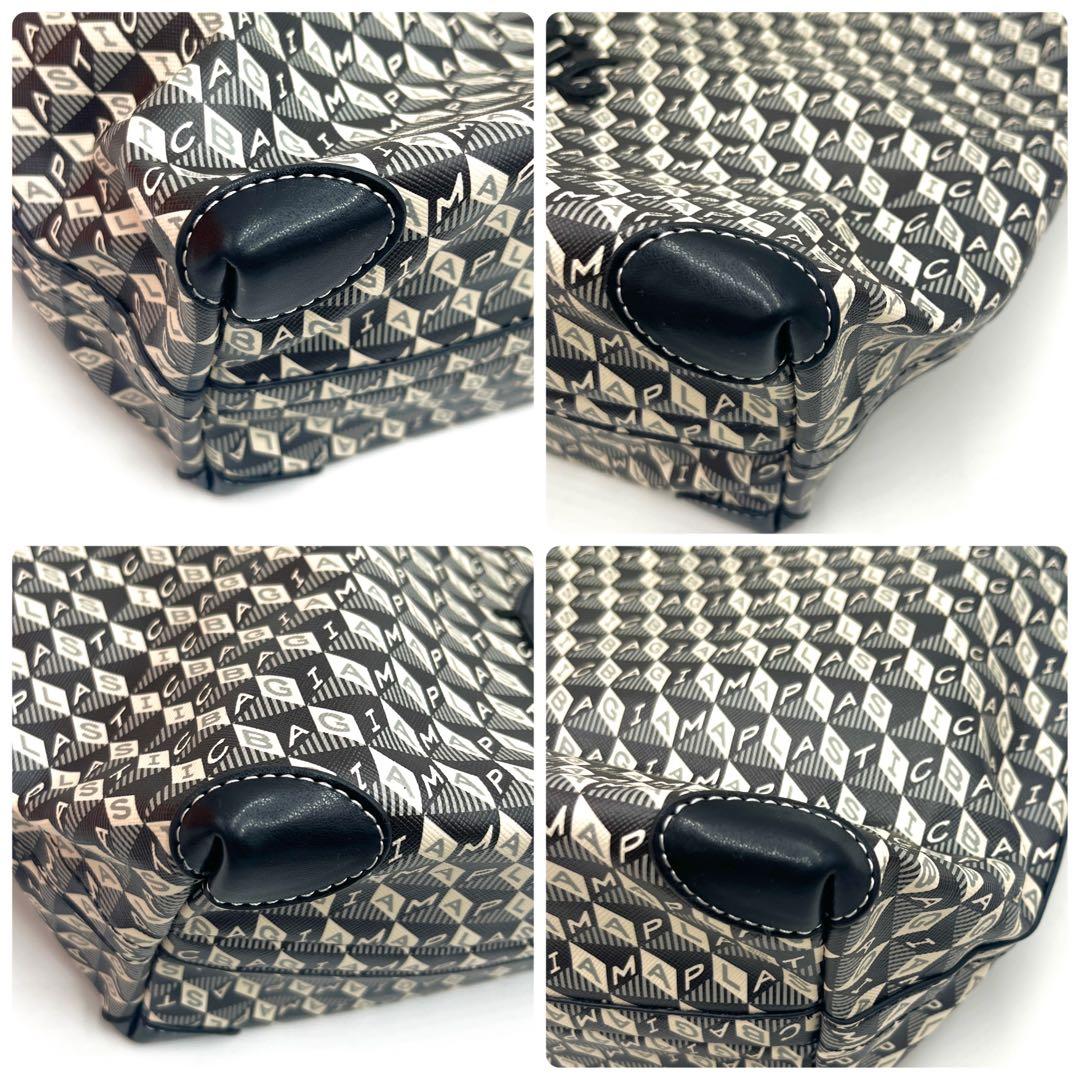 【未使用級】アニヤハインドマーチ プラスチックバッグ 再生繊維 牛革 ブラック