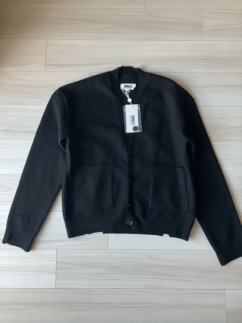 新品 MM6 メゾンマルジェラ ユーズド加工カーディガン 黒 サイズM