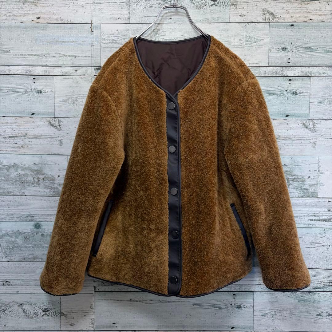 ☆ほぼ未使用☆自由区　リバーシブル中綿ジャケット　大きいサイズ3L ボア生地