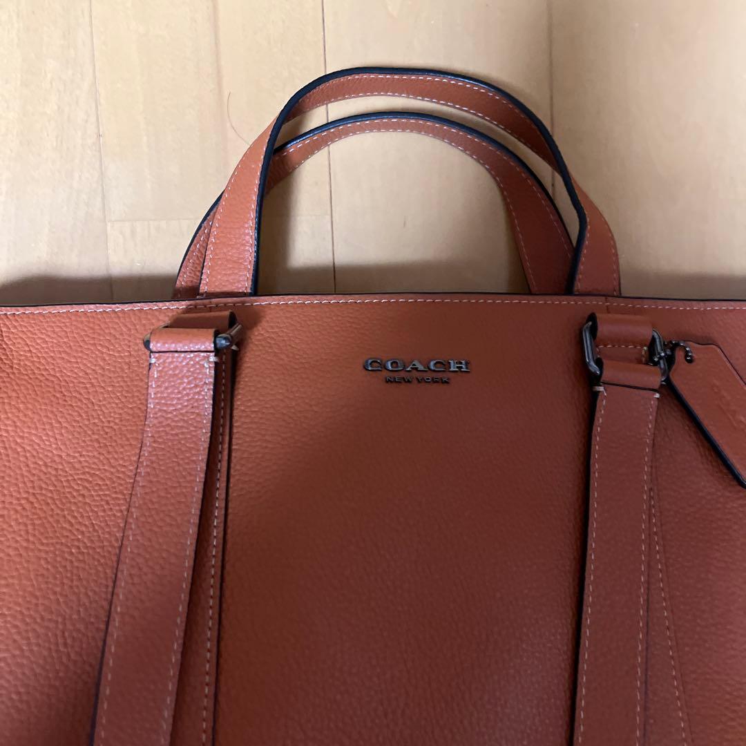 週末お値下げ　COACH オレンジ ブラウン　レザー トートバッグ
