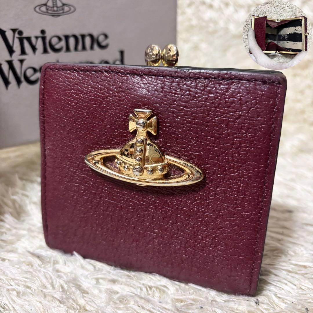 【美品】ヴィヴィアン ウエストウッド がま口 コンパクト 財布 ワインレッド