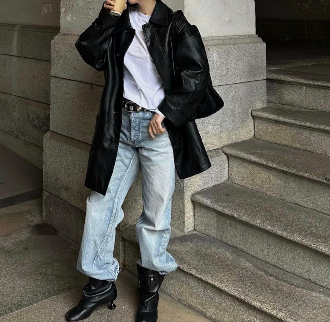 roro　faux leather half coat