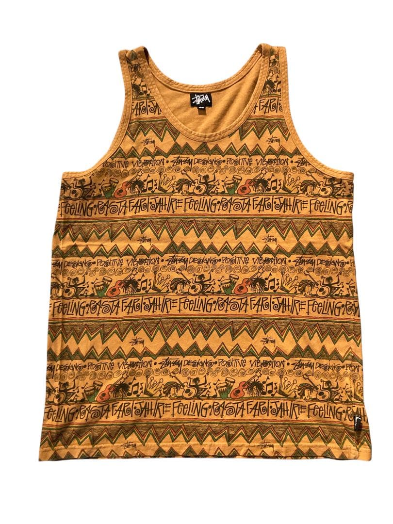OLD STUSSY IRIE BAND 総柄タンクトップ　ラスタTOM TOM