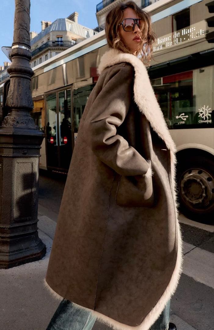 ●ZARA●ザラ●リバーシブルダブルフェイクファーコート●M●