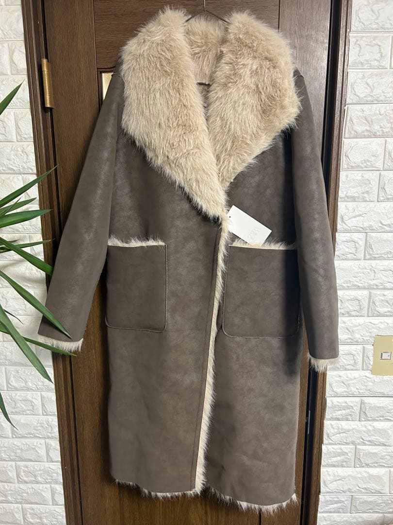 ●ZARA●ザラ●リバーシブルダブルフェイクファーコート●M●