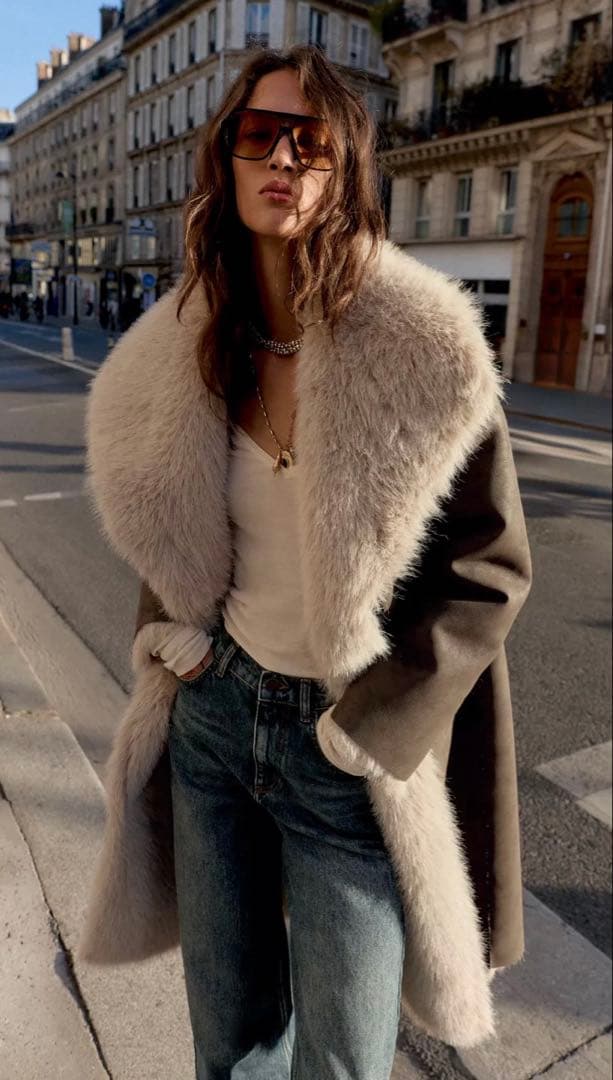 ●ZARA●ザラ●リバーシブルダブルフェイクファーコート●M●