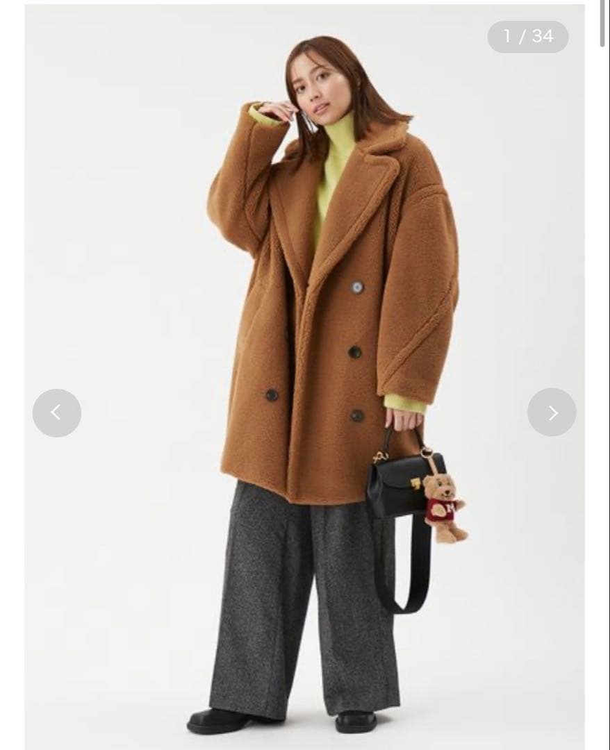 《数回着用超美品》Mila Owen オーバーサイズボアコート　キャメル0サイズ