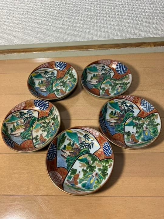 205 九谷焼　九谷庄三　古美術品　皿　5客　時代物