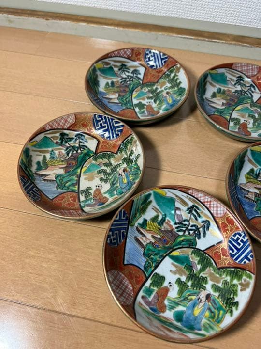 205 九谷焼　九谷庄三　古美術品　皿　5客　時代物