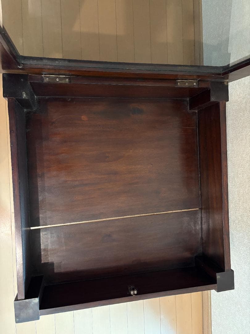 ローテーブル ダークブラウン 木製 正方形 ガラス天板 アジアンアンティーク