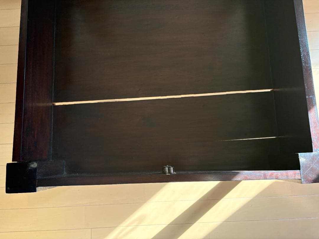 ローテーブル ダークブラウン 木製 正方形 ガラス天板 アジアンアンティーク