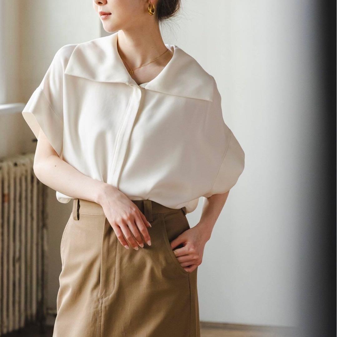 【洗える】2WAY ワイドカラーキュプラブラウス　NOBLE